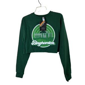Binghamton University Womens Crop Sweatshirt Sz S Green NWT Suny uscape apparel